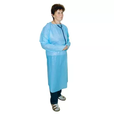 Tek kullanımlık önlük PE mavi 120 cm steril olmayan kollu, 1 adet