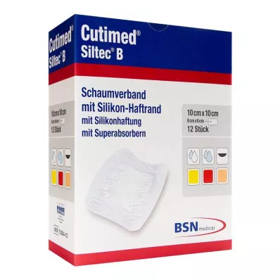 Cutimed Siltec B köpük yara örtüsü 10x10 cm yapışkan kenarlı, 12 adet Cutimed Siltec B köpük yara örtüsü 10x10 cm yapışkan kenarlı, 12 adet