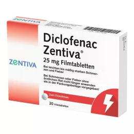Diclofenac Zentiva 25 mg film kaplı tabletler, 20 tablet