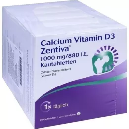 CALCIUM VITAMIN D3 Zentiva 1000 mg/880 I.U. çiğneme tableti, 100 adet