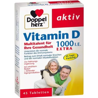 DOPPELHERZ Vitamin D3 1000 I.U. EXTRA Tabletler, 45 adet