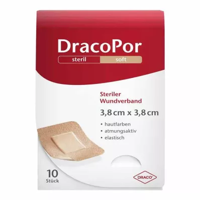 DracoPor Yumuşak ten rengi yara örtüsü 3,8x3,8 cm steril, 10 adet