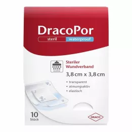 DRACOPOR su geçirmez yara örtüsü 3,8x3,8 cm steril, 10 adet