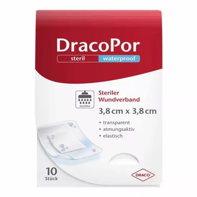 DRACOPOR su geçirmez yara örtüsü 3,8x3,8 cm steril, 10 adet