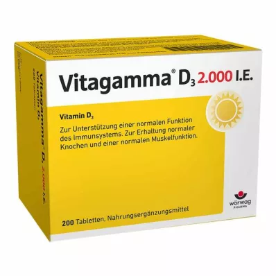 VITAGAMMA D3 2.000 I.U. Vitamin D3 NEM Tabletler, 200 adet