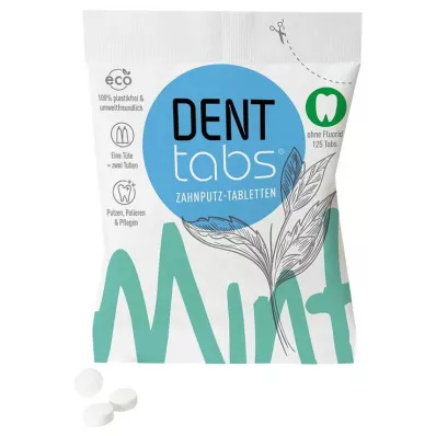 DENTTABS Florür içermeyen stevia-nane diş fırçası tabletleri, 125 adet