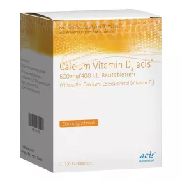 CALCIUM VITAMIN D3 acis 500 mg/400 I.U. çiğneme tabletleri, 120 adet