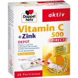 DOPPELHERZ C Vitamini 500+Çinko Deposu DIRECT Peletler, 20 adet