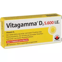 VITAGAMMA D3 5.600 I.U. Vitamin D3 NEM Tabletler, 20 adet