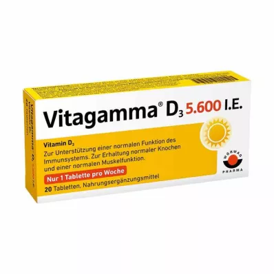 Vitagamma D3 5.600 I.U.Vitamin D3 NEM tabletleri, 20 adet Vitagamma D3 5.600 I.U.Vitamin D3 NEM tabletleri, 20 adet