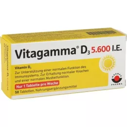 VITAGAMMA D3 5.600 I.U. Vitamin D3 NEM Tabletler, 50 adet