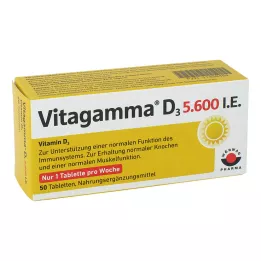 VITAGAMMA D3 5.600 I.U. Vitamin D3 NEM Tabletler, 50 adet