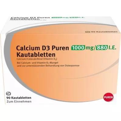 CALCIUM D3 Puren 1000 mg/880 I.U. Çiğneme Tableti, 90 Kapsül