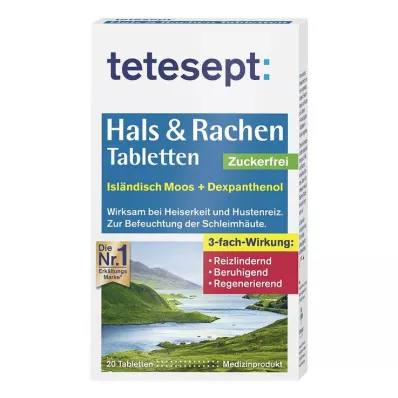 TETESEPT Boğaz &amp; Boğaz tabletleri şekersiz, 20 adet
