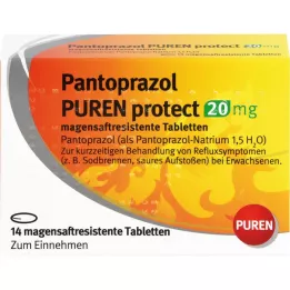 PANTOPRAZOL PUREN 20 mg enterik kaplı tabletleri korur, 14 adet