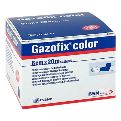 Gazofix renkli sabitleme bandajı yapışkanlı 6 cmx20 m mavi, 1 adet