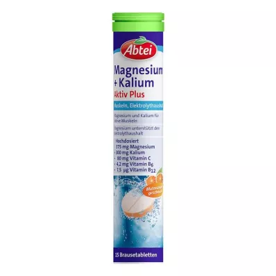 Abbey Magnesium + Potassium Active Plus efervesan tabletler, 15 adet Abbey Magnesium + Potassium Active Plus efervesan tabletler, 15 adet