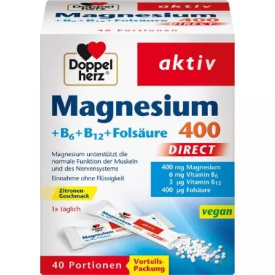 DOPPELHERZ Magnezyum+B vitaminleri DIRECT Peletler, 40 adet