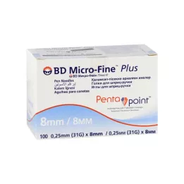 BD MICRO-FINE+ 8 kalem iğnesi 0,25x8 mm, 100 adet