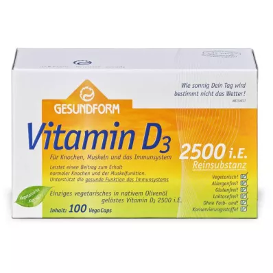 GESUNDFORM Vitamin D3 2.500 I.U. Vega-Caps, 100 adet