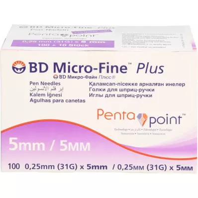 BD MICRO-FINE+ 5 kalem iğnesi 0,25x5 mm 31 G, 100 adet