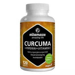 CURCUMA+PIPERIN+C Vitamini vegan kapsülleri, 120 adet