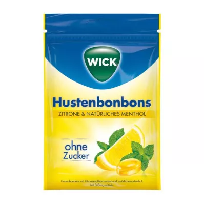 WICK Limon &amp; doğal mentollü şekersiz poşet şeker, 72 g