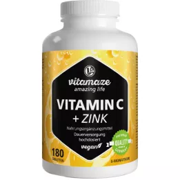 VITAMIN C 1000 mg yüksek doz+çinko vegan tablet, 180 adet