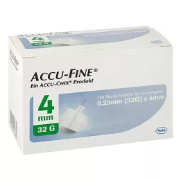 ACCU FINE insülin kalemleri için steril iğneler 4 mm 32 G, 100 adet