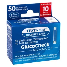 TESTAMED GlucoCheck Advance 50 Teststr.w.10 Lanz., 1 P