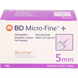 BD MICRO-FINE+ 0,25x5 mm kalem iğneleri, 100 adet