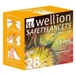 WELLION Safetylancets 28 G güvenlikli tek kullanımlık, 100 adet