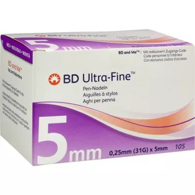 BD ULTRA-FINE Kalem iğneleri 5 mm 31 G 0,25 mm, 105 adet