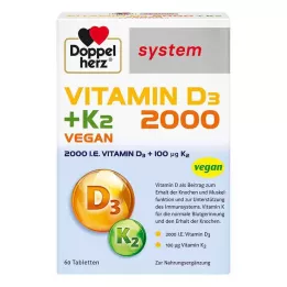 DOPPELHERZ Vitamin D3 2000+K2 sistem Tabletleri, 60 Kapsül