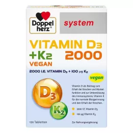 DOPPELHERZ Vitamin D3 2000+K2 sistem Tabletleri, 120 Kapsül