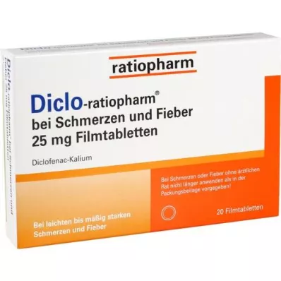 DICLO-RATIOPHARM ağrı ve ateş için 25 mg FTA, 20 adet