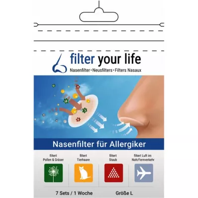 FILTER YOUR LIFE Alerji hastaları için burun filtresi L beden, 7X2 adet