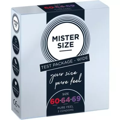 MISTER Boyut deneme paketi 60-64-69 prezervatif, 3 adet