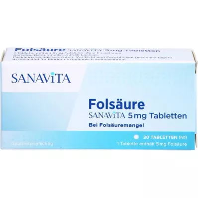 FOLSÄURE SANAVITA 5 mg tabletler, 20 adet