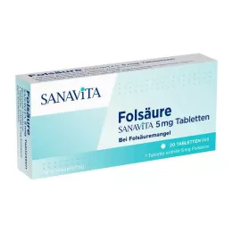 FOLSÄURE SANAVITA 5 mg tabletler, 20 adet