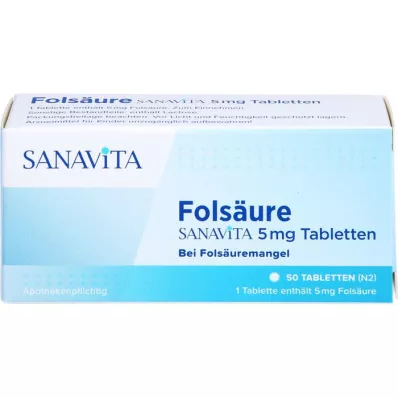 FOLSÄURE SANAVITA 5 mg tabletler, 50 adet