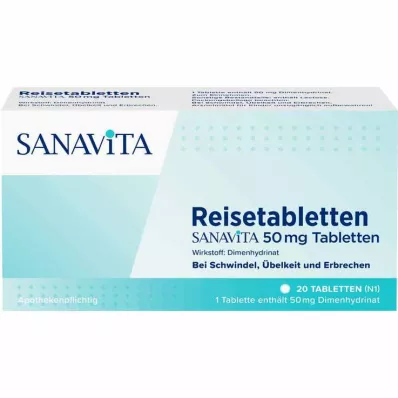 Seyahat tabletleri Sanavita 50 mg tabletler, 20 adet