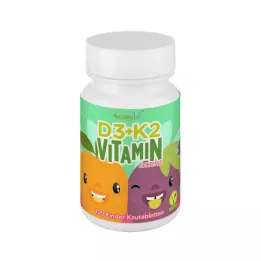 VITAMIN Çocuklar için D3+K2 çiğneme tabletleri, vegan, 120 adet