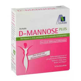 D-MANNOSE PLUS 2000 mg vitamin ve mineral içeren çubuklar, 15X2,47 g