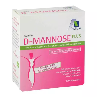 D-MANNOSE PLUS 2000 mg vitamin ve mineral içeren çubuklar, 30X2,47 g