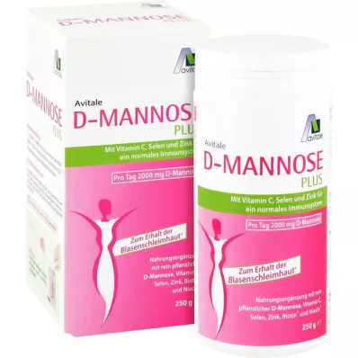 D-MANNOSE PLUS 2000 mg vitamin ve mineral içeren toz, 250 g
