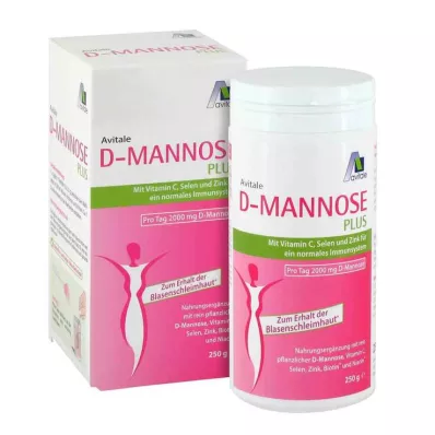 D-MANNOSE PLUS 2000 mg vitamin ve mineral içeren toz, 250 g