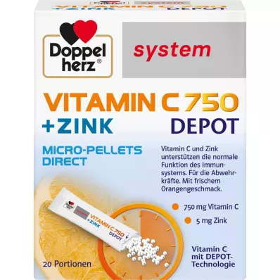 DOPPELHERZ Vitamin C 750 Depot sistem peletleri, 20 adet