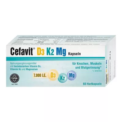CEFAVIT D3 K2 Mg 7.000 I.U. sert kapsül, 60 adet CEFAVIT D3 K2 Mg 7.000 I.U. sert kapsül, 60 adet