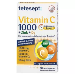 TETESEPT C Vitamini 1.000+Çinko+D3 1.000 I.U. Tablet, 30 adet